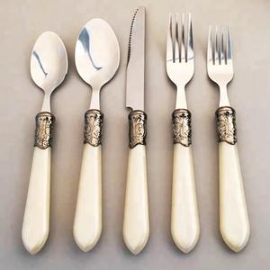 Juego de cubiertos de plata de lujo, vajilla de acero inoxidable con mango de resina, juego de vajilla pulido con espejo para Hotel - Product Image 5