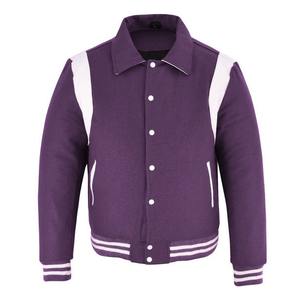 Chaqueta Universitaria Acolchada para Hombre, Color Lavanda Oscuro, OEM ODM 2026, Cuello y Puños Acanalados, Estilo Bomber Informal, Ajuste Entallado, Cómoda y Cálida - Product Image 4
