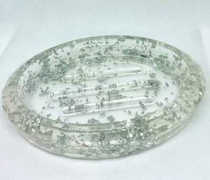 Feuille de plateau en résine transparente personnalisée de qualité supérieure intégrée à l'intérieur du porte-savon circulaire carré pour salle de bain - Product Image 2