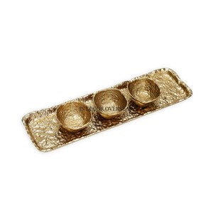 Support de base en aluminium de haute qualité plaqué or de forme ronde à texture unique pour bol en métal de forme ronde polie argentée brillante - Product Image 3