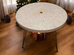 Table d'appoint en mosaïque éblouissante: Art irisé-Table basse bleue-Table d'appoint-Décor de salon-Cadeau - Product Image 4