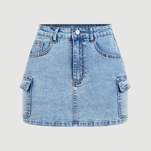 Minifalda Vaquera Plisada Casual con Cintura Imperio para Mujer, Azul Claro, Transpirable y Ecológica, Marca Sapeemo Sports, 2026 - Product Image 1