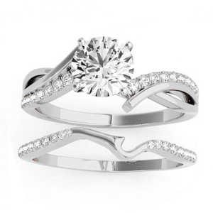 0.17ct Diamond Twist Bypass <b>Bridal</b> <b>Set</b> with Platinum Fine <b>Jewelry</b> Wedding Ensemble - Product Image 5
