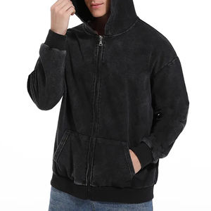 Sweat-shirts à capuche oversize en tissu de qualité, lavés à l'acide, à fermeture éclair, style streetwear, poids lourd, MOVETEXTILE Basics - Product Image 6