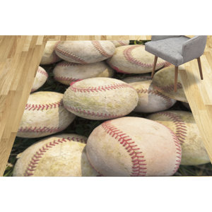 พรมลายเบสบอล: ของตกแต่งห้องเด็กผู้ชาย, พรมลายธีมกีฬา, พรมพิมพ์ลาย, พรมเนื้อนุ่มแบบไม่ทอ - Product Image 4