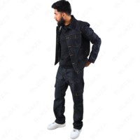 Ensemble Jean Vintage Personnalisé Homme, Veste en Jean Superposée et Jean Évasé à Coupe Ample, Pantalon en Jean Baggy de Haute Qualité