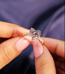 Style ethnique 1.0 2.0 CT en forme de coeur Moissanite bague en diamant cinq pierres fiançailles mariage anniversaire cadeau proposer sa bague - Product Image 1