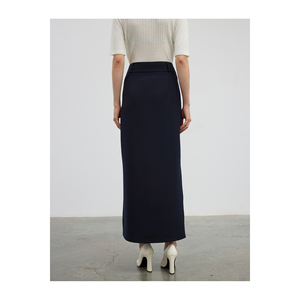 Jupe mi-longue pour femme, coupe trapèze, taille haute, sans doublure, avec fente latérale - Product Image 5