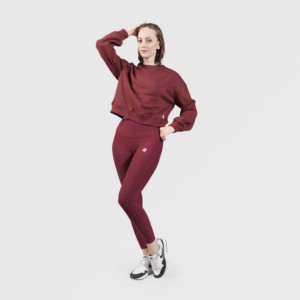 Sudadera Maroon Bopper con cuello de media cremallera, top de punto de seda oversize transpirable y corto para la temporada de otoño - Product Image 4