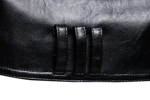 Nouveaux hommes en cuir véritable enduit toile formelle col montant veste en cuir 2025 printemps mode en gros - Product Image 6