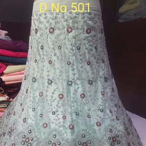 Juego de Lehenga Choli de red de trabajo múltiple bordado pesado con 3M Flair Dupatta y Choli de 1,2 M de largo para fiestas nupciales invierno verano - Product Image 3
