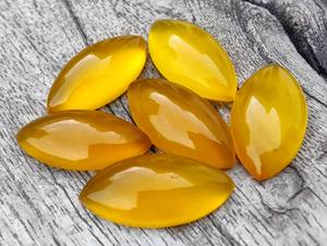 AAA + Calidad Suelta Amarillo para Mango Calcedonia Cabujón Piedras preciosas Forma de pera natural Parte posterior plana Tamaños calibrados 8mm 9mm 14mm - Product Image 2