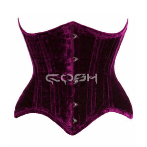 Corsets de maintien sous la poitrine en velours vert et violet, à armatures en acier robustes, pour l'entraînement de la taille - Product Image 5