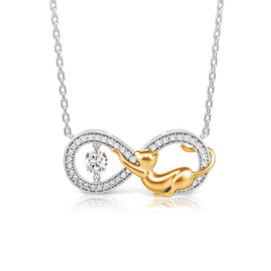 Collier pendentif chat personnalisé avec pierre de naissance en or plaqué or Jeulia - Product Image 1