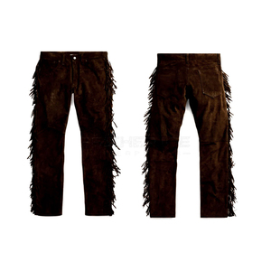 Pantalon en jean évasé à jambes larges pour hommes Pantalon en cuir personnalisé à empiècements Pantalon en denim à cloche tendance Vente en gros - Product Image 4