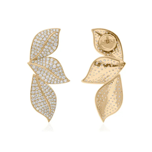Boucles d'oreilles clous de luxe en forme de feuille et de fleur, serties de diamants en moissanite et de cristaux, pour femmes et filles, délicates et tendance - Product Image 2