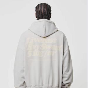 New 2025 Custom All Print <b>Hoodie</b> 100% Cotton <b>Zip</b> <b>up</b> <b>Hoodie</b> with Heavyweight Fleece and Embroidered Puff Design Customized OEM - Product Image 5