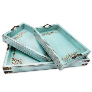 Luxury Set Of 2 Designer Meena <b>Trays</b> Perfect For Gifting Serving <b>Snacks</b> Weddings Parties Events And Home Decor From India - Product Image 4