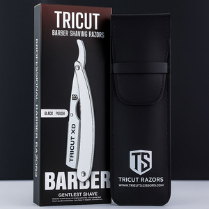 Navaja de Afeitar Recta TRICUT Premium con Mango de Madera, Navaja de Barbero Profesional con Soporte de Acero Inoxidable, Instrumentos de Salón y Belleza - Product Image 5