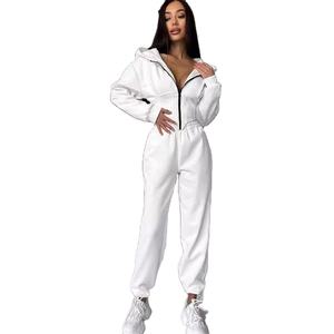 Ensemble de sport deux pièces Y2K rose pour femme, style punk sexy, coupe ample, sweat à capuche zippé et pantalon de jogging micro-évasé à cordon de serrage - Product Image 1