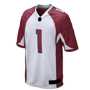 Camiseta de Fútbol Americano Personalizable para Hombre, Cuello en V, Manga Corta, Absorbe la Humedad, Número 1, Rojo y Blanco, Poliéster, Deportiva - Product Image 2