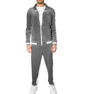 Nouveauté Survêtements en velours pour hommes 100% coton Confortable et doux Jogging avec bandes latérales Fermeture éclair Meilleure qualité Sports d'hiver - Product Image 2
