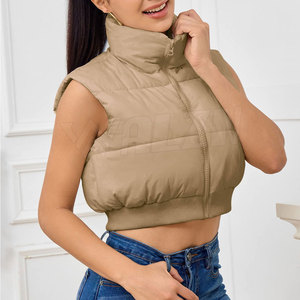 Best Material Cheap Price Crop <b>Top</b> Puffer <b>Vest</b> Latest Design 2025 New Style Crop <b>Top</b> Puffer <b>Vest</b> - Product Image 4