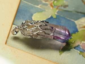Natural Amethyst Crystal <b>Pendant</b> 925 <b>Silver</b> 14K Gold Plated LOTR Inspired One Of A Kind <b>Mens</b> <b>Necklace</b> Amulet Jewelry - Product Image 5