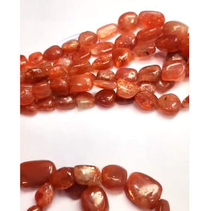 12 brins de pépites ovales de pierre de soleil naturelle perles lisses 2700 ct lot Iroc ventes 16 pouces de longueur perles de pierre de soleil orange - Product Image 3