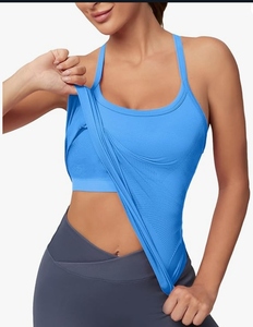 Débardeurs musculaires sans couture pour femmes respirant athlétique Yoga course chemises quotidiennes décontracté Racerback Design 100% coton tricoté - Product Image 5