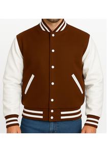 Chaqueta Bomber Negra para Hombre con Mangas de Cuero PU, Cuello Alto y Cierre de Botones, Estilo Casual para Otoño - Product Image 5