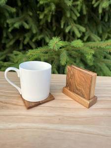 Alfombrillas cuadradas decorativas duraderas de diseño moderno personalizadas, juego de posavasos de madera de haya Acacia con soporte Natural - Product Image 6