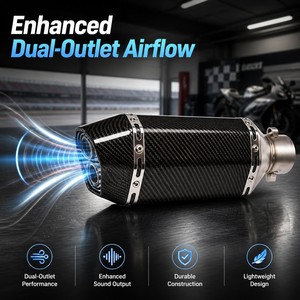 iSTUNT Tubo de Escape Universal para Motocicleta de 51 mm, Silenciador de Doble Salida para Ninja 400 250 R3 R25 KTM <span class=keywords><strong>390</strong></span> GSX-R1000, Acero Inoxidable - Product Image 2