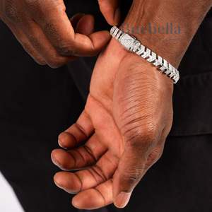 10mm Fine Jewelry Iced Arrow Tennis Bracelet 14k Plaqué Or 925 Sterling Silver Men's Sliver Iced Bracelet Moissanite Charms" - Product Image 3