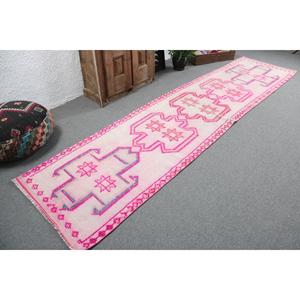 Turkish <b>Runner</b> <b>Rug</b> 2.8x12.1 ft, Vintage Herki Pink Ombr Wool <b>Rug</b> - Product Image 2