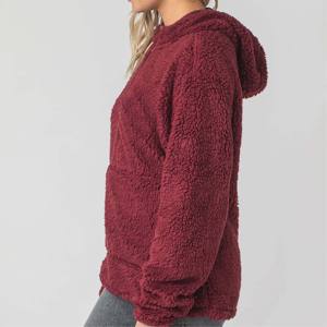 Sudadera con capucha Premium Sherpa Fleece Quarter-Zip-Sudadera de Jersey acogedora y cómoda-Ideal para clima frío y ropa informal - Product Image 5