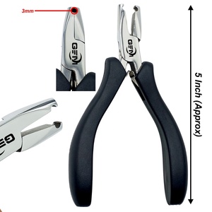 Pince professionnelle en acier inoxydable de 5 pouces pour extensions capillaires, 1 trou, finition miroir 3 mm, poignée noire, pour micro-anneaux et retrait de liens à la kératine - Product Image 1