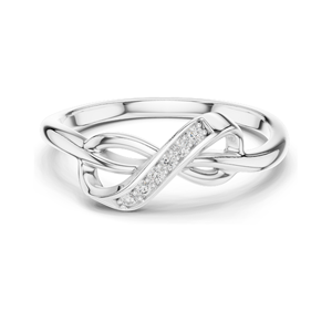 Bague en diamant de laboratoire Infinity Knot pour femmes, clarté VVS-VS EF, disponible en or 18 carats, 14 carats, 10 carats et argent 925, rose, jaune - Product Image 1