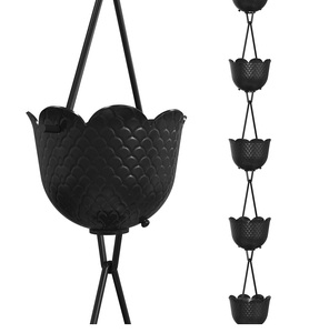 Chaîne de pluie décorative en aluminium noir pour gouttières, ornements de jardin et de maison - Product Image 5