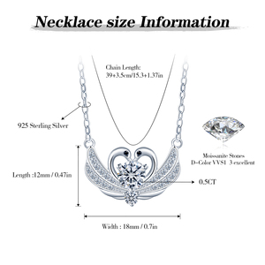 Collier en argent sterling S925 avec pendentif cœur en moissanite et diamant Swan Wing, bijoux pour femme - Product Image 2