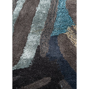 พรมทอมือลายพิมพ์นามธรรม Genesis Tra-13529 ทำจากขนสัตว์และใยวิสโคส สีเทาและสีดำ สำหรับใช้ในบ้าน - Product Image 3