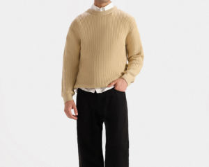 Suéter de punto para mujer, informal, de manga larga, con puños acanalados personalizados, dobladillo en contraste y efecto afelpado, de punto cepillado, para la parte delantera. - Product Image 3