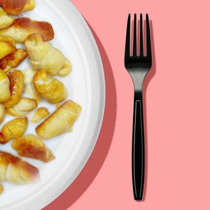 Biocean Fourche en plastique à poignée nervurée noire de 7 po-1000/caisse - Product Image 2