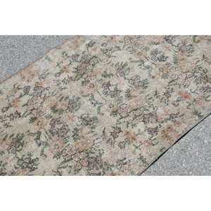 Tapis turc vintage beige vert 3,1x6,3 pieds - Product Image 5
