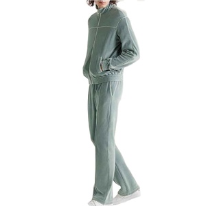 Customizable Blank Winter Fleece Sweats Minimalist Solid Design Activewear Essential Unisex Velvet <b>Track</b> <b>Suit</b> - Product Image 1