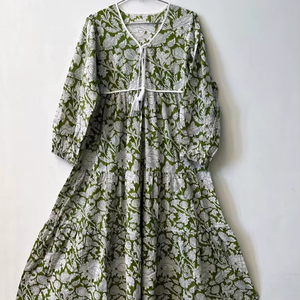 Femmes filles imprimé pur coton Maxi robe indien bloc imprimé décontracté été soirée à la mode en gros longue Midi en vrac - Product Image 1