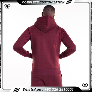 เสื้อฮู้ดซิปผู้ชายปักโลโก้ตามสั่ง พร้อมงานปัก 3 มิติ และงานประดับลูกปัด ระบายอากาศได้ดี บริการ ODM สีพื้นสำหรับเสื้อกันหนาว - Product Image 3