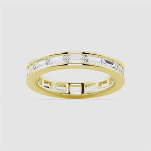 Emerald Cut Moissanite Diamond Eternity Band 9K Gold <b>Ring</b> Channel Product Category Moissanite <b>Rings</b> - Product Image 2