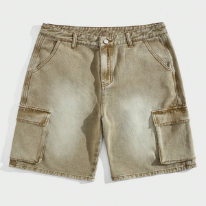 Streetwear personnalisé pour hommes Short en maille cargo Denim à fermeture éclair de qualité délavé 100% coton Motif solide Écologique Décontracté - Product Image 5