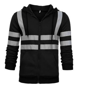 Veste de travail d'hiver pour homme en toile bicolore respirante avec col montant imperméable réfléchissant pour la sécurité routière à vélo pour l'équitation - Product Image 4